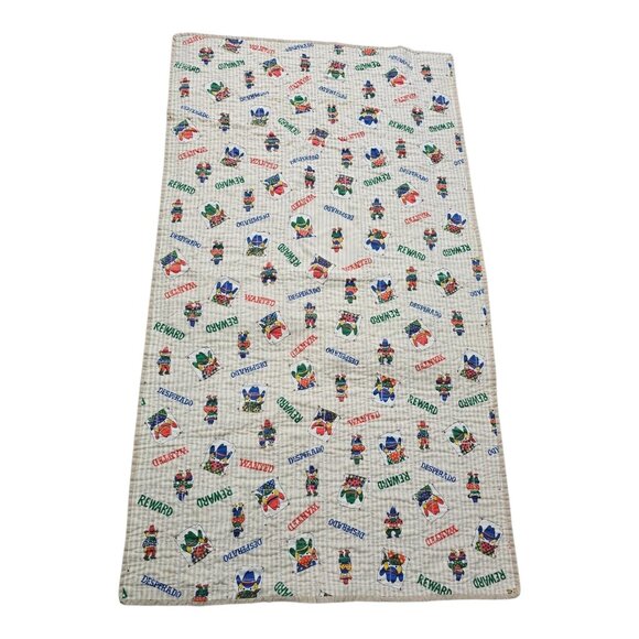 Vintage Handmade Children Quilt Western Cowboy Reward Desperado Wanted Blanket - Picture 3 of 11